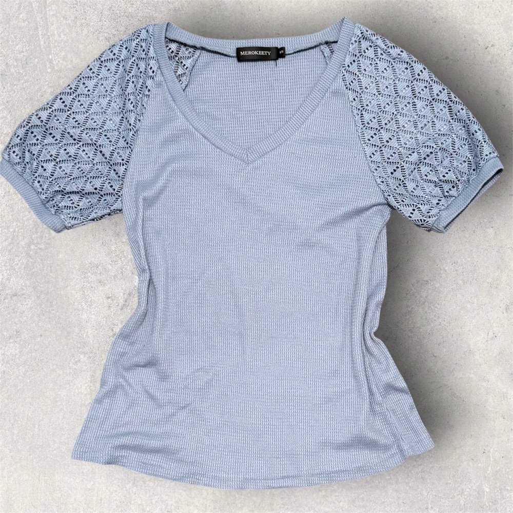 Merokeety Blue Blouse, Size S